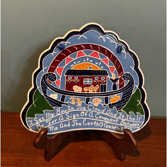 J Duban Designs Noah's Ark Animal Handmade Ceramic Wall Hanging Tile Bible Verse - Picture 2 of 7